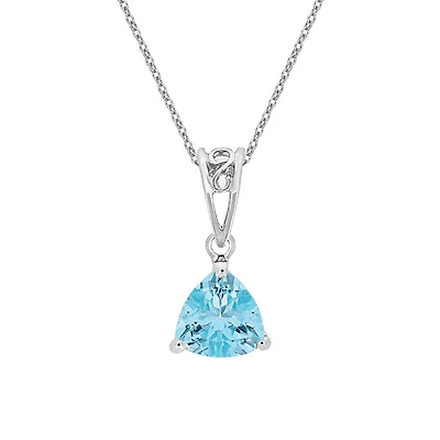 10K White Gold Prong-set Blue Topaz pendant