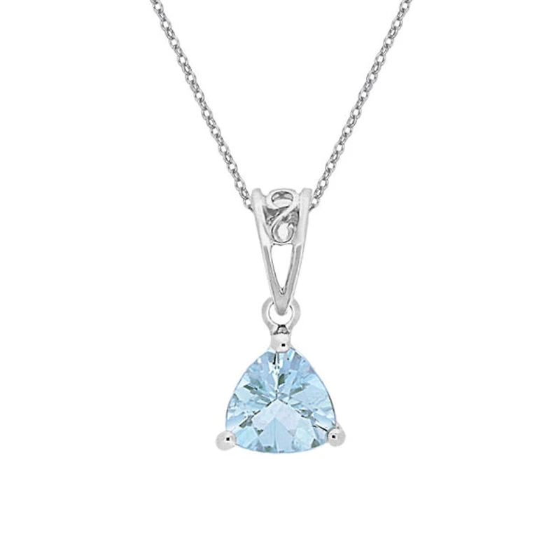 10K White Gold Blue Topaz Necklace - 18 Inches
