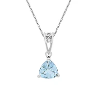 10K White Gold Blue Topaz Necklace - 18 Inches