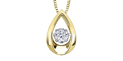 10K Yellow Gold 0.05 cttw Diamond Pulse Pendant, 18"