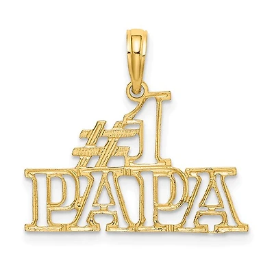 10K Yellow Gold Cut-Out "#1 PAPA" Charm - 23mm x 18mm