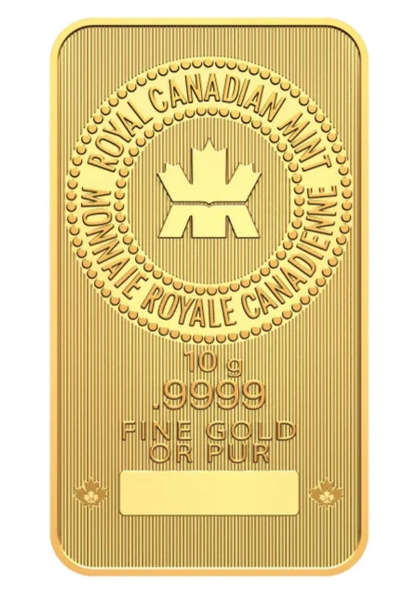 10g Royal Canadian Mint 9999 Gold Bar-New In Assay