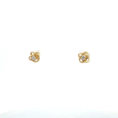 10K Yellow Gold 0.16cttw Diamond Knott Earrings
