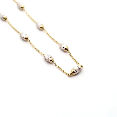 10K 2 Tone Gold Anklet - Adjustable 10"