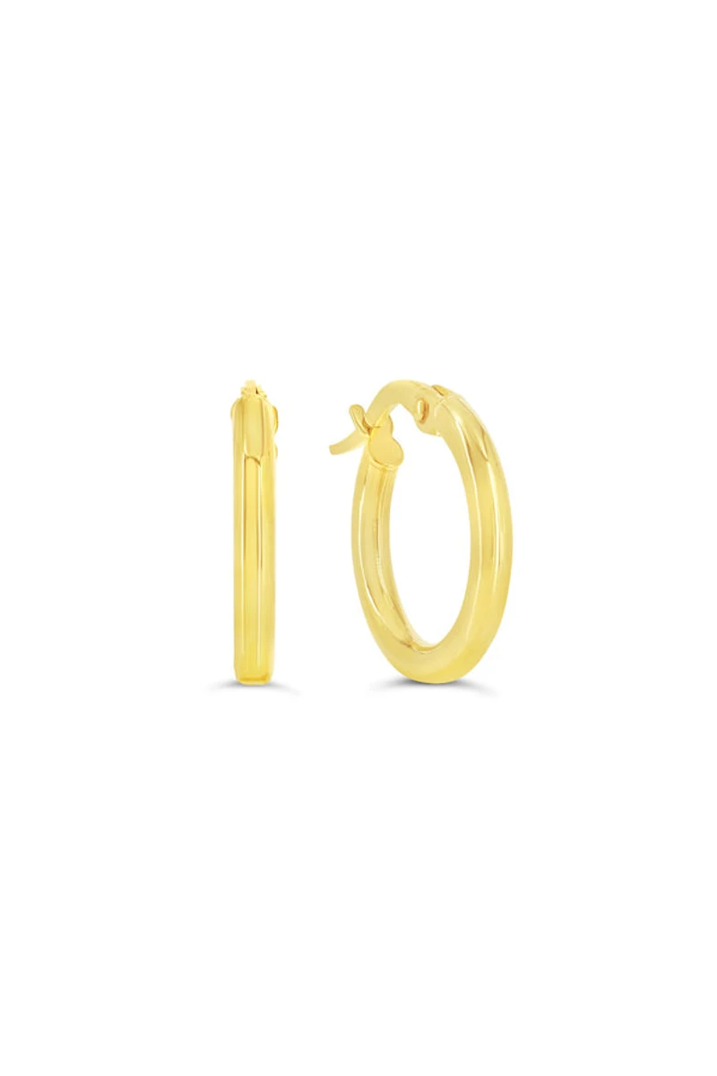 10K Yellow Gold 2mm Tube Hoop Earrings small