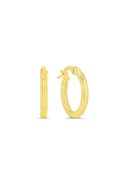 10K Yellow Gold 2mm Tube  Hoop Earrings small