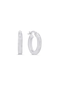 10K White Gold 3mm Tube Hoop Earrings