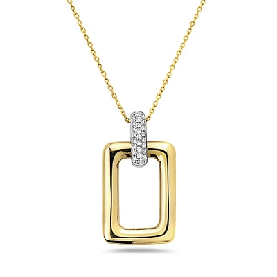 14K Two-Tone, Yellow and White Gold with 0.11cttw Diamond Pendant, 18 inches