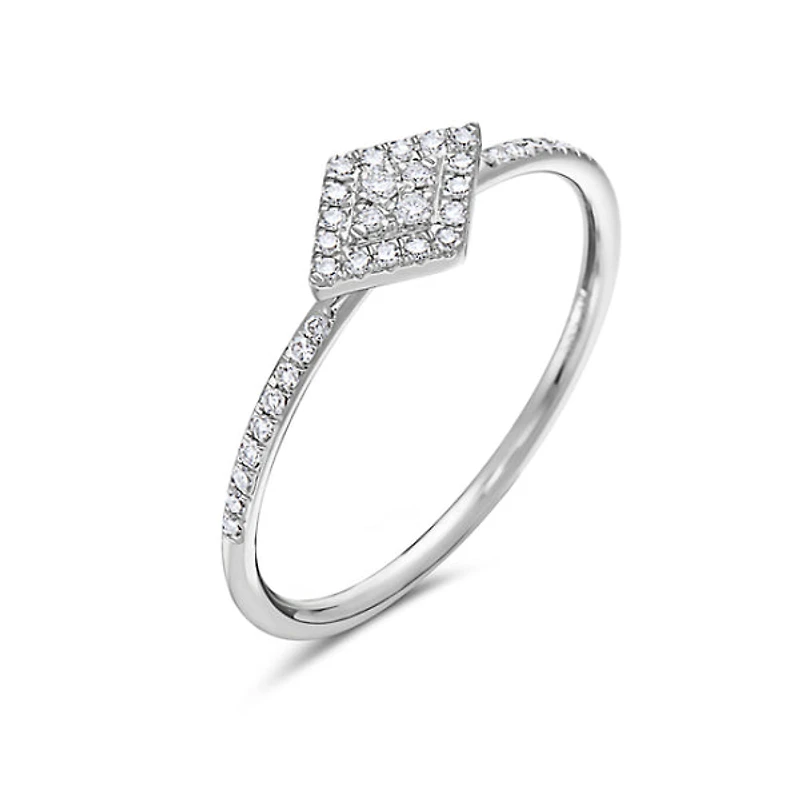 14K White Gold 0.14 cttw Diamond Ring - 4.5