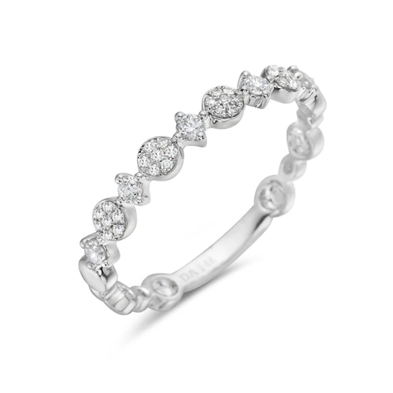 14K White Gold 0.21cttw Round-Cut Diamond Bezel Cluster Ring - 4.5