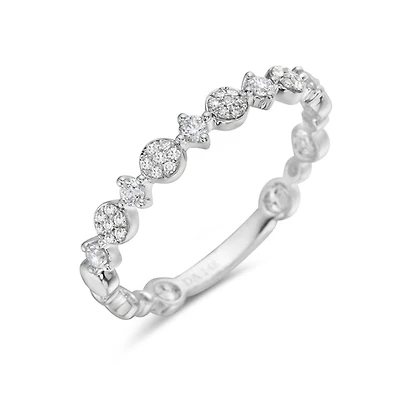 14K White Gold 0.21cttw Round-Cut Diamond Bezel Cluster Ring - 4.5