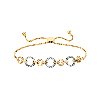 14K Yellow Gold 0.20cttw Diamond Bolo Bracelet
