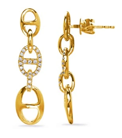14K Yellow Gold 0.21 cttw Diamond Dangle Earring