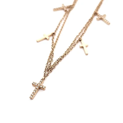 14K Yellow Gold 0.24 cttw Diamond Cross Bracelet