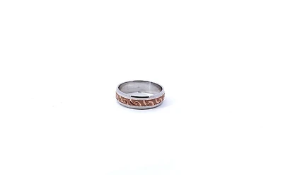 Tracking - 10K 2 Tone Wedding Band  Fancy Pattern 6mm - 4.5
