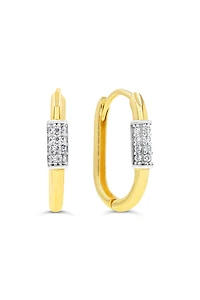 10K Yellow Gold Oval Cubic Zirconia Huggies