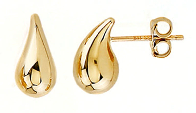 10K Yellow Gold Water Drop Earrings Small