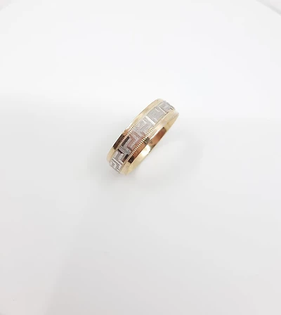 Tracking - 10K 2 Tone Wedding Band Fancy Pattern