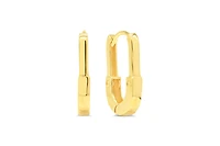 10K Yellow Gold Safety Pin Huggies - yellow gold