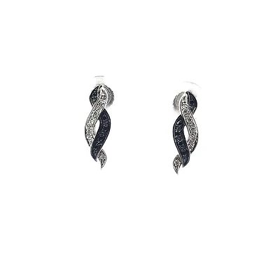 10K White Gold 0.05 cttw Black Diamond Earrings