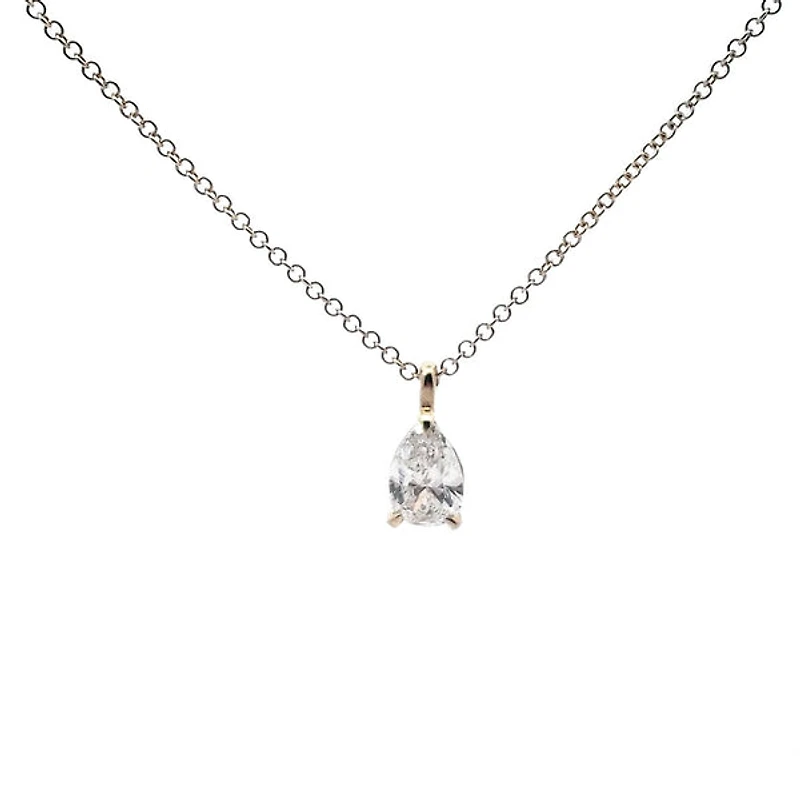 14K Yellow Gold Lab Grown cttw Pear Cut Diamond Pendant