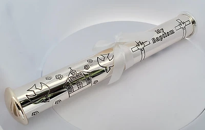 Silver-Plated Baptism Certificate Tube