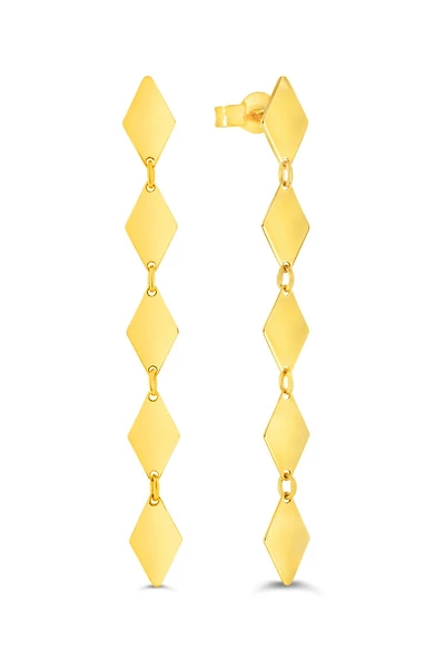10K Yellow Gold Kite Dangling Stud Earrings