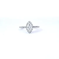 14K White Gold 0.97cttw Lab Grown Marquise Cut Halo Diamond Ring