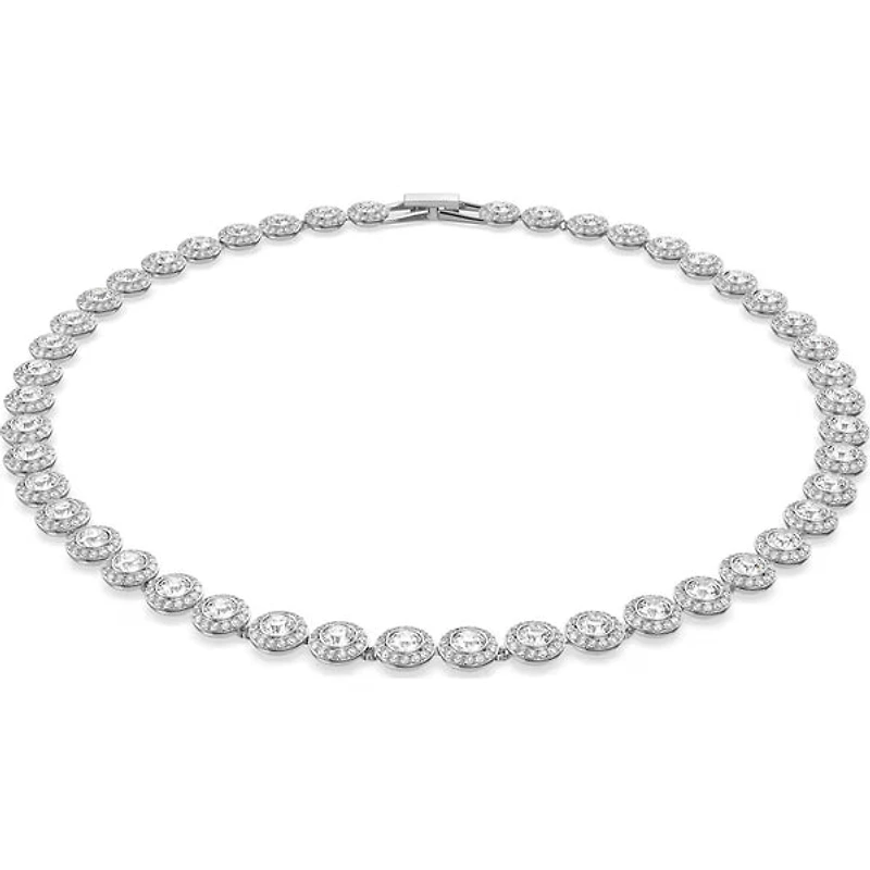 Swarovski Una Angelic Tennis necklace, Round cut, Medium, White, Rhodium plated 5117703
