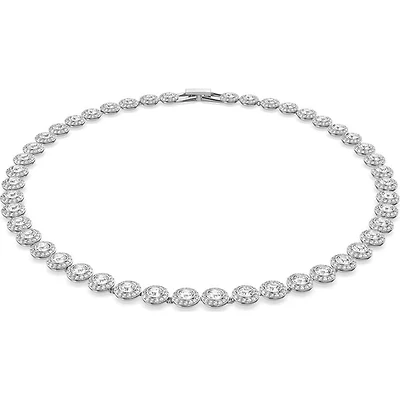 Swarovski Una Angelic Tennis necklace, Round cut, Medium, White, Rhodium plated 5117703