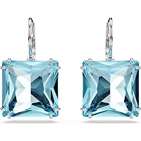 Swarovski - Millenia drop earrings, Square cut, Blue, Rhodium plated - 5619472