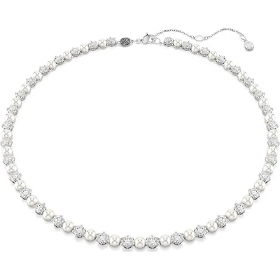 Swarovski - Matrix Tennis necklace, Crystal pearl, Round cut, White, Rhodium plated 5689623