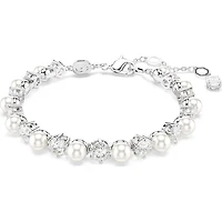 Swarovski - Matrix Tennis bracelet, Crystal pearl, Round cut, White, Rhodium plated 5689625