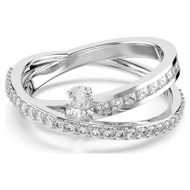 Swarovski - Hyperbola ring Mixed cuts, White, Rhodium plated - 5691231