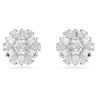 Swarovski Idyllia stud earrings, Mixed cuts, Snowflake, White, Rhodium plated - 5691483/5701593 (SS)