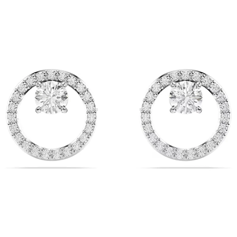 Swarovski Constella stud earrings, Round cut, White, Rhodium plated - 5692262/5701586 (SS)
