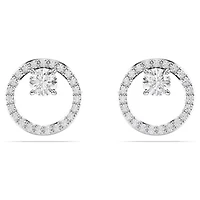 Swarovski Constella stud earrings, Round cut, White, Rhodium plated - 5692262/5701586 (SS)