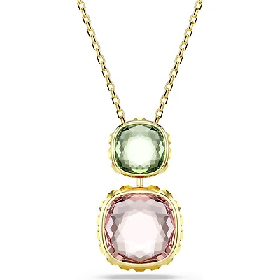 Swarovski - Chroma pendant, Cushion cut, Multicolored, Gold-tone plated 5692496