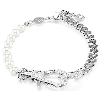 Swarovski - Dextera bracelet Pavé, Crystal pearl, White, Rhodium plated - 5696256 - Discontinued