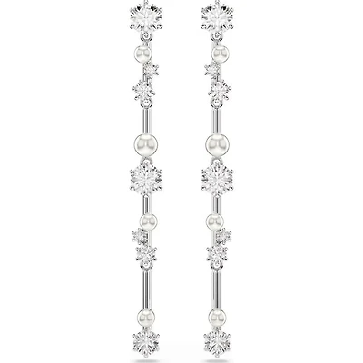 Swarovski - Constella drop earrings, Crystal pearl, Round cuts, White, Rhodium plated 5705614