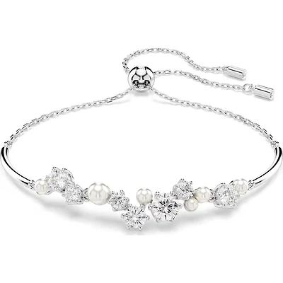Swarovski - Constella bangle, Crystal pearl, Round cuts, White, Rhodium plated 5705618