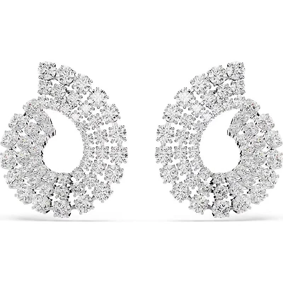 Swarovski - Matrix hoop earrings, Mixed round cuts, White, Rhodium plated 5705834