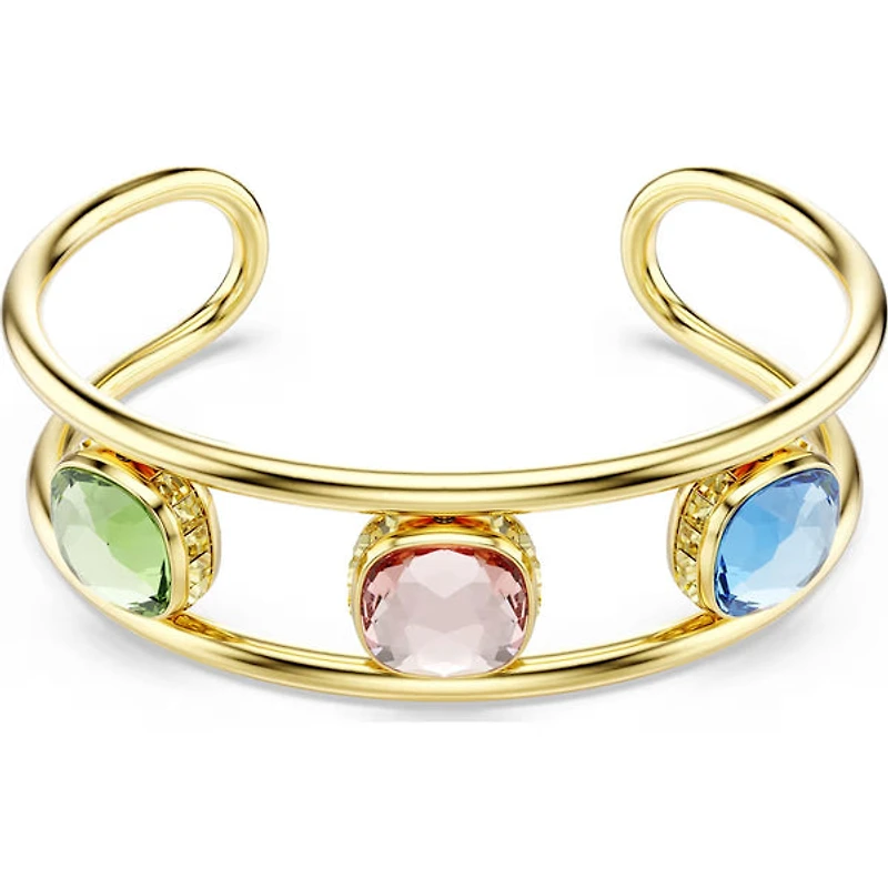 Swarovski - Chroma cuff, Cushion cut, Green, Gold-tone plated 5705836