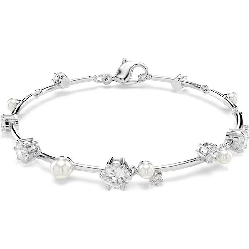 Swarovski - Constella Tennis bracelet, Crystal pearl, Round cuts, White, Rhodium plated 5707511
