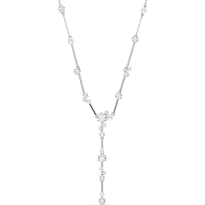 Swarovski - Constella Y necklace, Crystal pearl, Round cuts, White, Rhodium plated 5711830