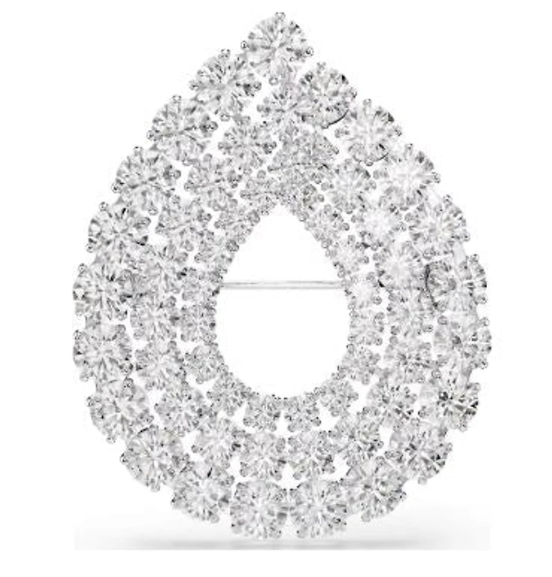 Swarovski - Matrix brooch, Round cut, White, Rhodium plated 5714648