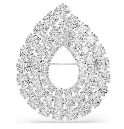 Swarovski - Matrix brooch, Round cut, White, Rhodium plated 5714648