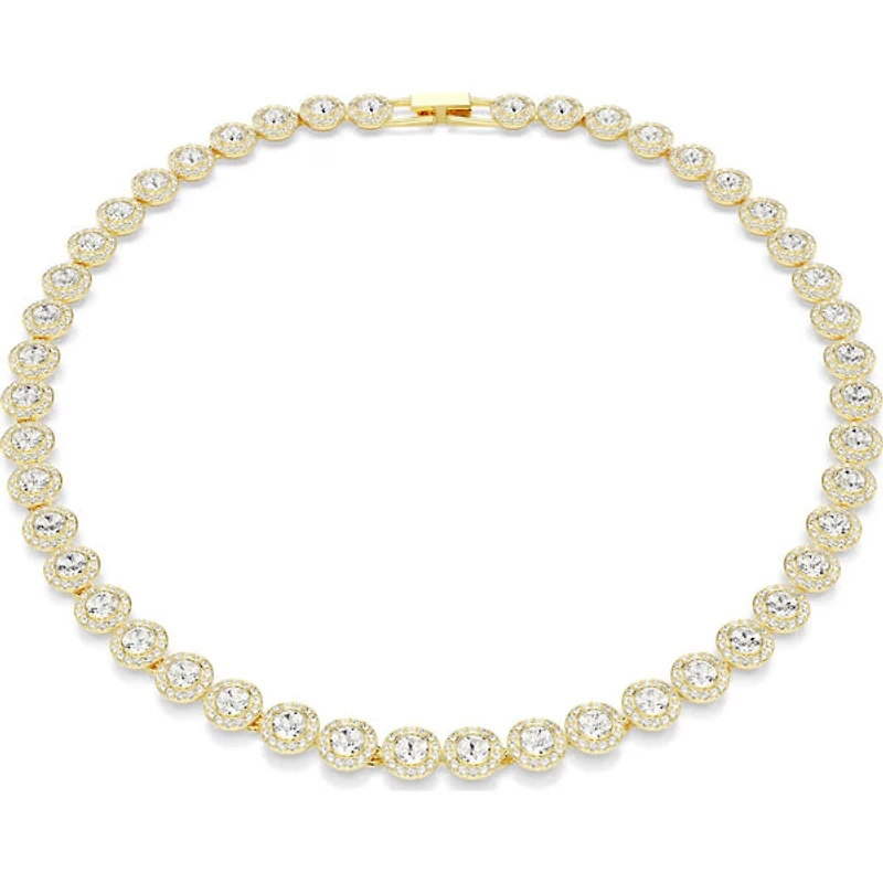 Swarovski - Una Angelic Tennis necklace, Round cut, White, Gold-tone plated 5720505