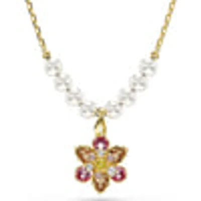 Idyllia pendant, Crystal pearl, Mixed cuts, Flower, Multicolored, Gold-tone plated 5723140