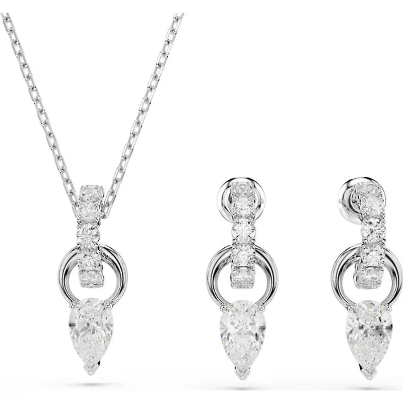 Swarovski Mesmera set, Pear cut, Round cut, White, Rhodium plated - 5723197